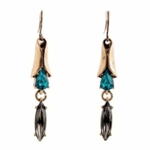 brooklyn // glass jewel drop earrings gold teal